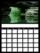 June Blank Printable Monthly Calendar - Beautiful mountain stream