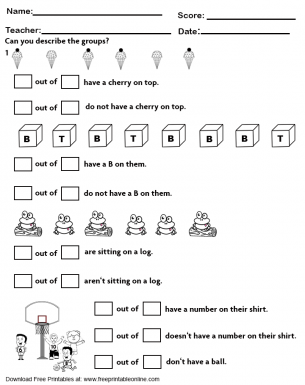 Describing Groups Worksheet - Observe the groups - Answer the questions. how many had a cherry? and how many did not?