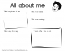 All about Me Worksheet - This is my name, a picture of me, my writing, my dwelling, and what I like to eat