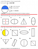 Math Worksheet Working With Halves - Look at the shape with 2 equil parts