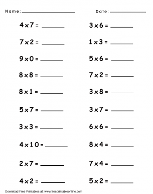 Multiplication Activity Problem Worksheet - 20 Times Multiplication Problems To Solve