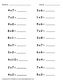Multiplication Activity Problem Worksheet