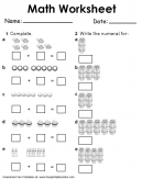 Addition and Numerals for Kids Worksheet - Complete the addition problems and write the numerals for these amounts