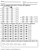 Addition Kids Math Worksheet - Look for numbers that add up to 10 to solve the problem