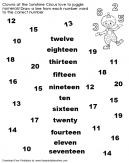 Printable Number Word Worksheet - Draw a line form each number word to the correct number
