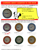 Quarter to the Hour Worksheet - Learning about quarter to the hour.