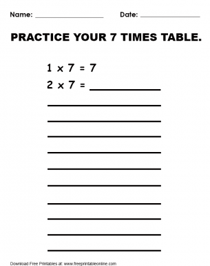  Practice 7 Times Table Worksheet