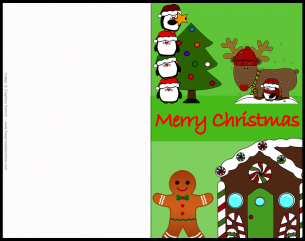 Cute Penguins and Gingerbread Christmas Card