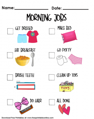 Morning Jobs Worksheet