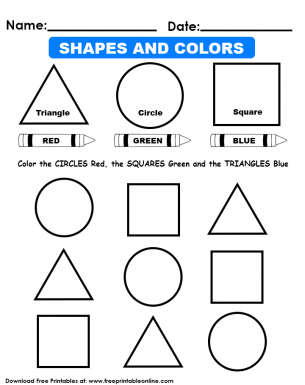 Shapes and Colors Kids Worksheet
