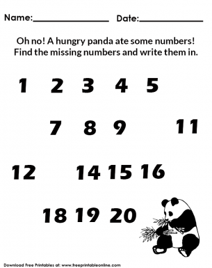 missing numbers worksheet