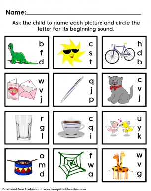 sounds and picture kids worksheet