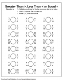 Greater than Less Than and Equal Worksheet - Developing math skills while practising the examples