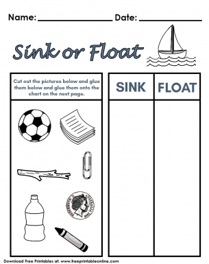 Sink Or Float Worksheet