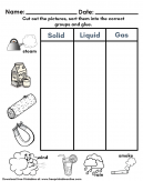 States of Matter Kids Worksheet - Is The Object Solid Liquid or Gas?