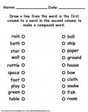 Compound Word Kids Worksheet - Draw a line from the word in the first column to a word in the second column to make a compound word.