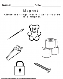 Magnet Worksheet - Circle The things that get attracted to Magnets
