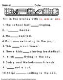 Is Am and Are Kids Worksheet - Fill in the blanks with either; is, am or are.