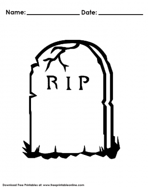 Halloween Headstone Coloring Pages - RIP Grave Stone For The Scary Halloween