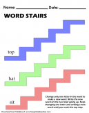 Word Stairs Worksheet - Change only one letter in the word to make a new word - Each time climb the stairs