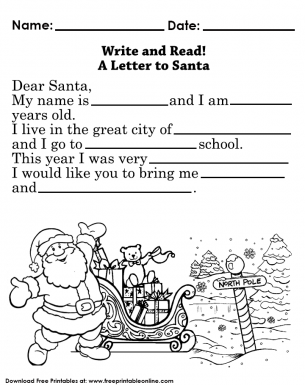 A Letter to Santa - Read and write! Dear santa letter foir kids practice reading and writing this Christmas worksheet for kids