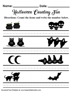 Halloween Counting Fun - Count the Number and Write it below