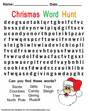 Christmas Word Hunt - Christmas Themed Word Search Puzzles -  Kids Worksheet