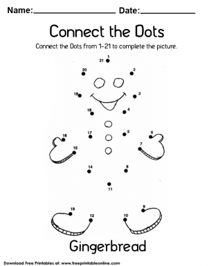 Connect the dots Worksheet. Connect the dots from one to twenty-one to complete the picture