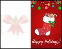 Christmas card design with a stocking full of presents that says happy holidays on it