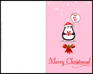 Merry Christmas Greeting Card With Penguin saying Ho Ho Ho