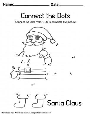 Santa Claus Connect the Dots Coloring Worksheet For Pre-School Kids
