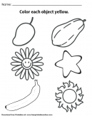 Yellow Objects Coloring Page - Color each object yellow