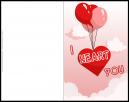 I Heart You - Valentines Card with red ballons and clouds in the background