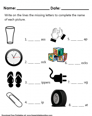 Complete The Missing Letters Worksheet