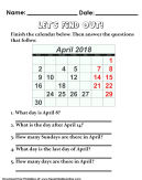 Days of the Month Calendar Worksheet for Kids. Answer the questions about the days of the month.