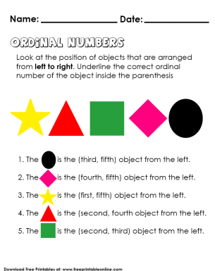 Ordinal Numbers Kids Worksheet