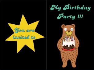 Teddy Bear and Cake Birthday Invitation