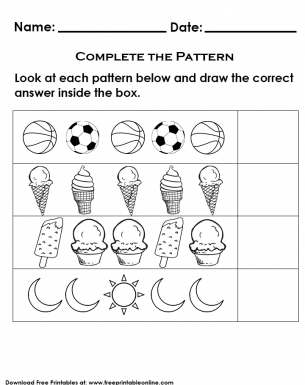 Object Pattern Recognition Kids Activity Worksheet