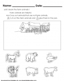 Learning Farm Animals Kids Activity Worksheet 