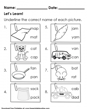 Spelling Basic Words with a Sound Kids Activity Worksheet - Kindergarten Worksheet 