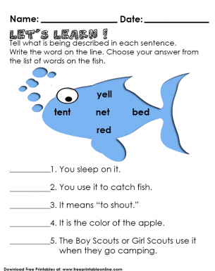 Identifying which is being described. Let’s Start fishing your Answer - Preschool Questionnaire