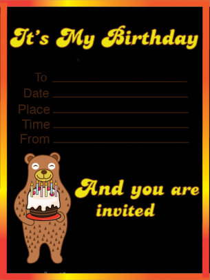 Birthday Cake Bear Invitation