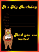 Birthday Cake Bear Invitation	