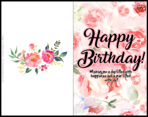 Beautiful Happy Birtday Card. Wishing you a day filled with happiness and a year filled with joy.
