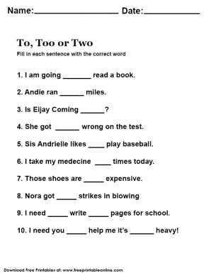 Learn the difference between to, too and two