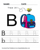 Trace it and practice the letter B - B is for bag, trace it upper and lower practice within the lines