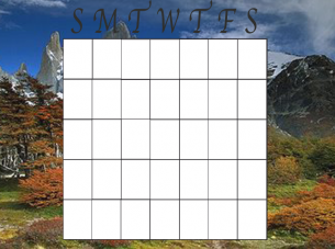 Blank Mountain Monthly Calendar with a beautiful mountain rage in the background