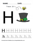 Trace it - Trace The Letter H Worksheet - H is for hat