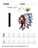 Trace it - Trace The Letter I Worksheet - I is for indian