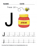 Trace it - Trace The Letter J Worksheet - J is for jam